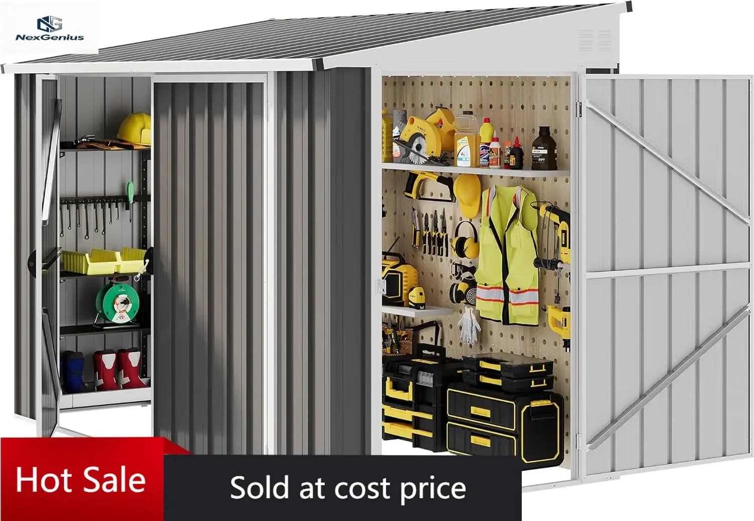 8x4 FT Outdoor Weatherproof Storage Shed, Secure Metal Bike Shed w/Lockable Entry, Garden Storage Solution for Lawn Equipment, T
8x4 FT Outdoor Weatherproof Storage Shed, Secure Metal Bike Shed w/Lockable Entry, Garden Storage Solution for Lawn Equipment, T