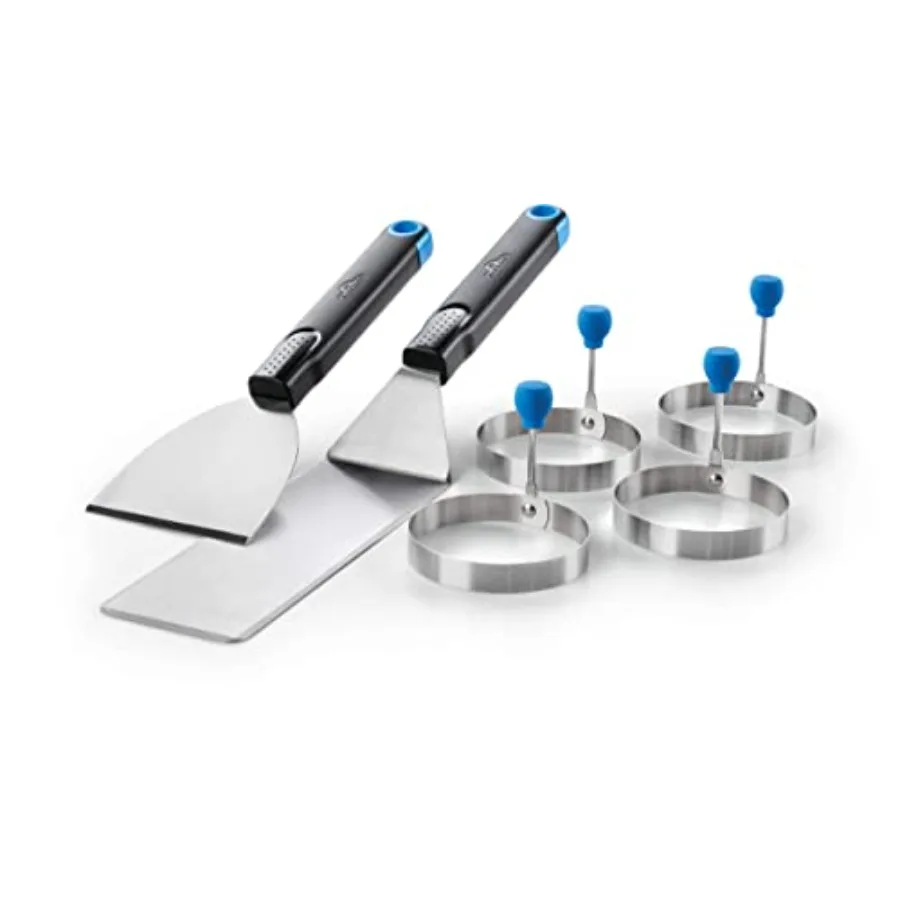 Breakfast Toolset 4 Egg Rings Spatula with Chopper/Scraper Heat Resistant Handles Stainless Steel Black Non-Stick Cooking Helpe
Breakfast Toolset 4 Egg Rings Spatula with Chopper/Scraper Heat Resistant Handles Stainless Steel Black Non-Stick Cooking Helpe