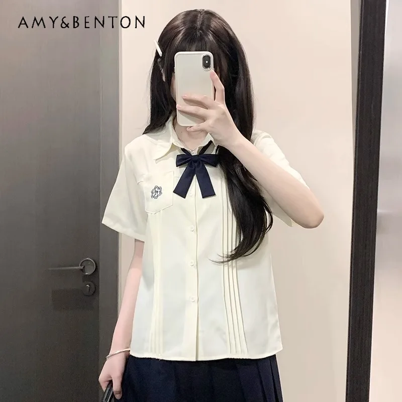 2024 New Japanese JK Shirt Summer And Autumn Long Short Sleeves Solid Color Top Preppy Style Pleated Skirt Suit Versatile Female
2024 New Japanese JK Shirt Summer And Autumn Long Short Sleeves Solid Color Top Preppy Style Pleated Skirt Suit Versatile Female