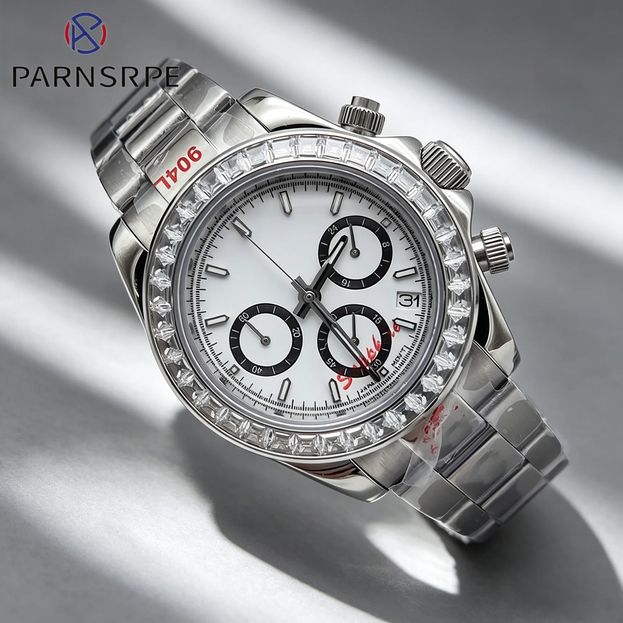 Luxury 40mm Diamond-set Case Quartz VK64 Quartz Men's watches 6 O'clock Date Waterproof Sapphire Crystal quartz watch
Luxury 40mm Diamond-set Case Quartz VK64 Quartz Men's watches 6 O'clock Date Waterproof Sapphire Crystal quartz watch