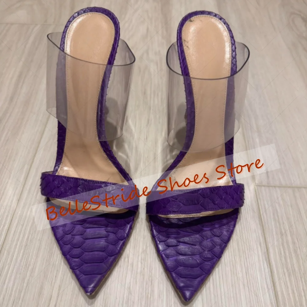 Purple Pointed Toe PVC Slippers Open Toe for Women Stilettos High Heels Fashionable Dinner Party 2026 Zapatos Para Mujeres
Purple Pointed Toe PVC Slippers Open Toe for Women Stilettos High Heels Fashionable Dinner Party 2026 Zapatos Para Mujeres