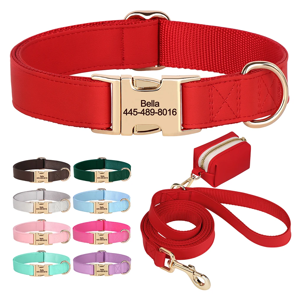Personalized Dog Collar Leash with Bag PU Leather Dogs Buckle Collars Pet Walking Leash Waste Bags for Small Medium Dogs Pug
Personalized Dog Collar Leash with Bag PU Leather Dogs Buckle Collars Pet Walking Leash Waste Bags for Small Medium Dogs Pug