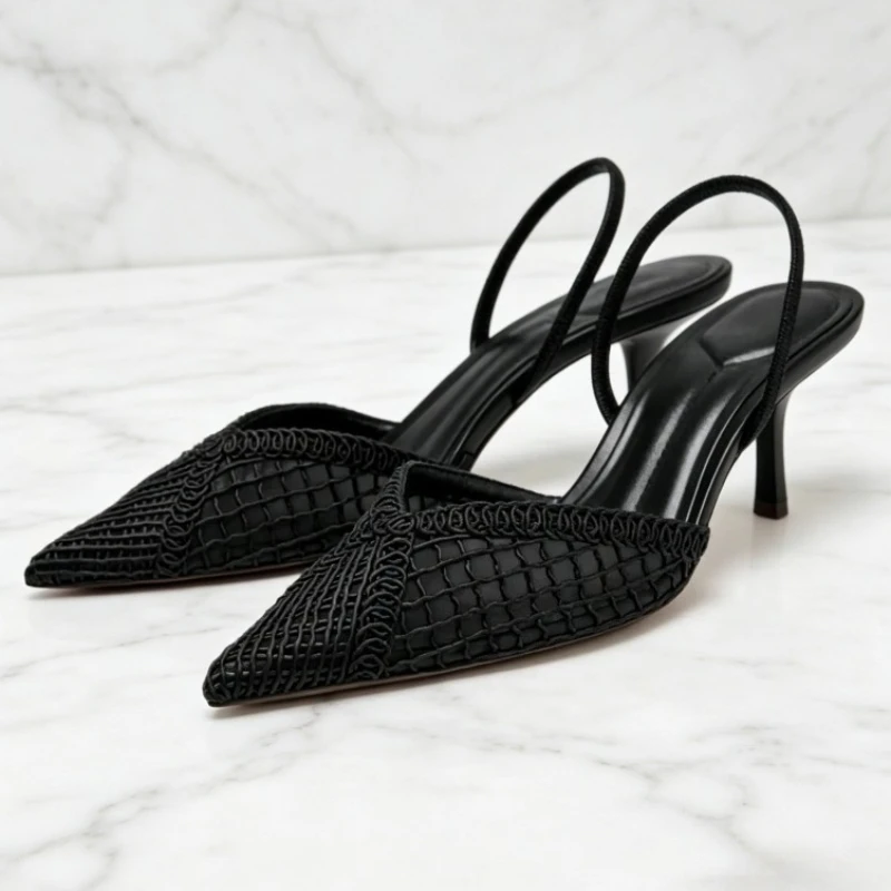 Black Mesh Hollow Slingback Heels Women Fashion Pointed-toe Open-toe Stiletto Sandals Luxury Brand Designer Shoes Zapatos Mujer
Black Mesh Hollow Slingback Heels Women Fashion Pointed-toe Open-toe Stiletto Sandals Luxury Brand Designer Shoes Zapatos Mujer