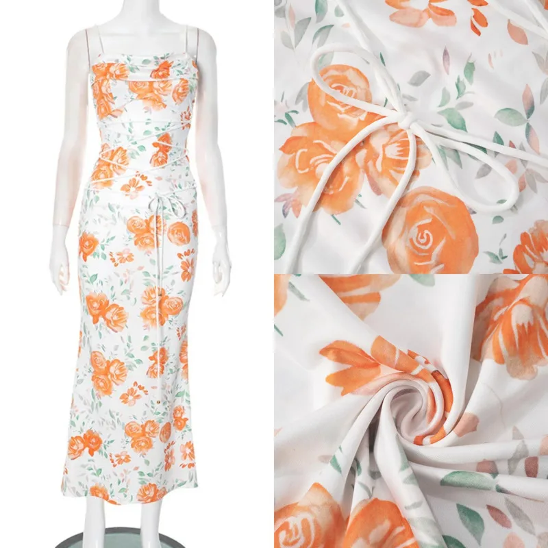 Women Floral Print Spaghetti Strap Maxi Dress Elegant Slim Fit Cowl Neck Waist Tie Backless Long Dress For Summer Party Vacation
Women Floral Print Spaghetti Strap Maxi Dress Elegant Slim Fit Cowl Neck Waist Tie Backless Long Dress For Summer Party Vacation