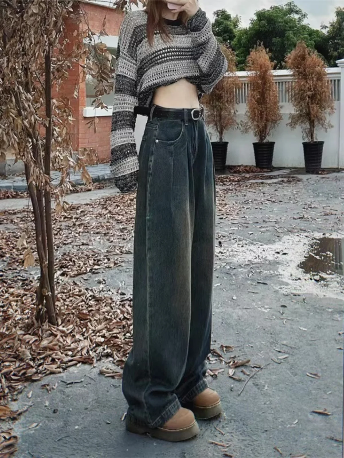Women's Straight Leg Jeans High Waist Vintage Hong Kong Style Cement Grey Spring Autumn plus Size Slimming Drapey Wide Leg Pants
Women's Straight Leg Jeans High Waist Vintage Hong Kong Style Cement Grey Spring Autumn plus Size Slimming Drapey Wide Leg Pants
