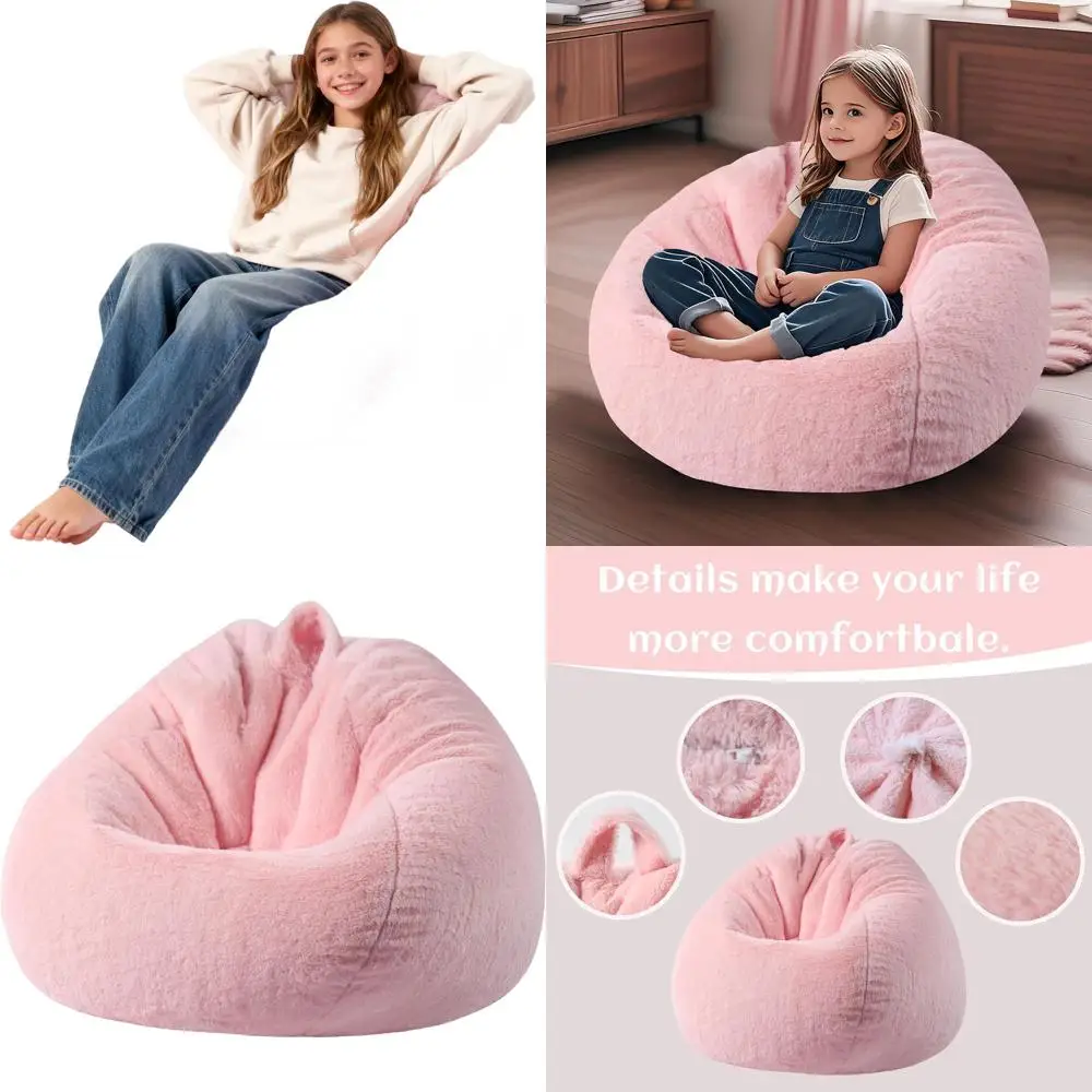3-Foot Pink Faux Fur Memory Foam Bean Bag Chair, Comfortable for Kids & Babies, Washable, with Handle
3-Foot Pink Faux Fur Memory Foam Bean Bag Chair, Comfortable for Kids & Babies, Washable, with Handle