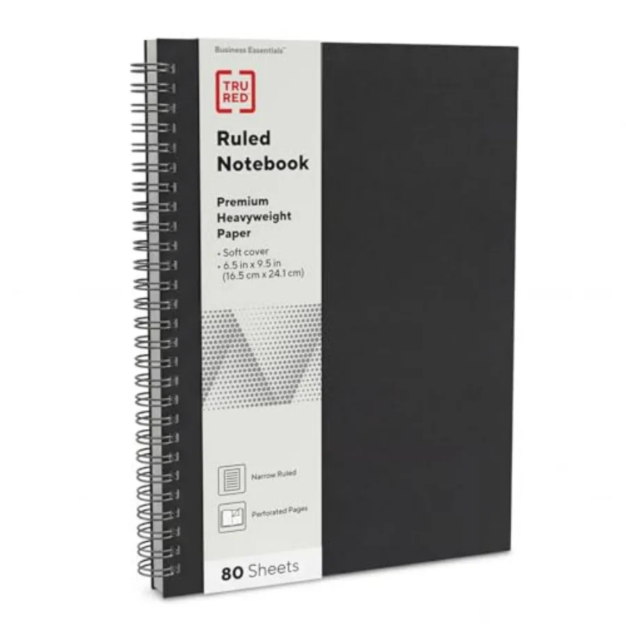 Medium Soft Cover Meeting Notebook, Black Ruled, Spiral Bound, 80 Sheets, Interior Pocket
Medium Soft Cover Meeting Notebook, Black Ruled, Spiral Bound, 80 Sheets, Interior Pocket