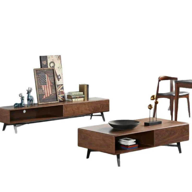 Nordic black walnut coffee table small apartment living room simple all solid wood coffee table wrought iron foot TV cabinet
Nordic black walnut coffee table small apartment living room simple all solid wood coffee table wrought iron foot TV cabinet