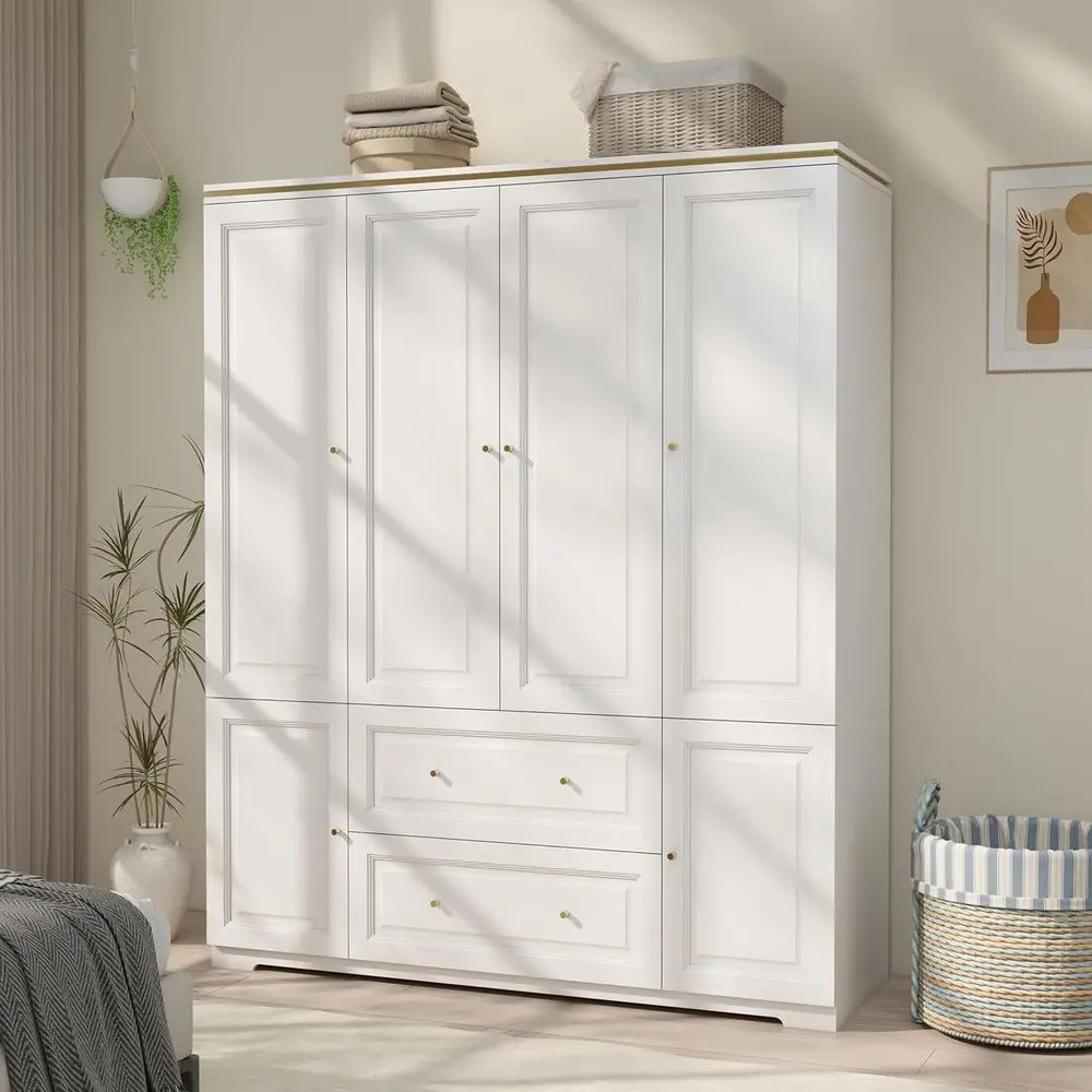 74 Wide Double Door Hanging Closet, 59 Tall Bedroom Armoire with Hanging Rod
74 Wide Double Door Hanging Closet, 59 Tall Bedroom Armoire with Hanging Rod