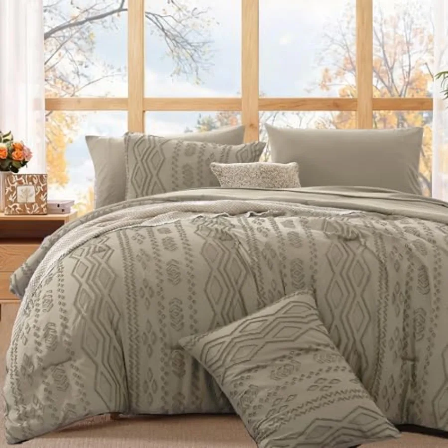 Comforter Set with Sheets - 7 Pieces Tufted Bed in a Bag Shabby Chic Bedding Sets with 1 Comforter, 2 Sheets, 2 Pillowcases and
Comforter Set with Sheets - 7 Pieces Tufted Bed in a Bag Shabby Chic Bedding Sets with 1 Comforter, 2 Sheets, 2 Pillowcases and