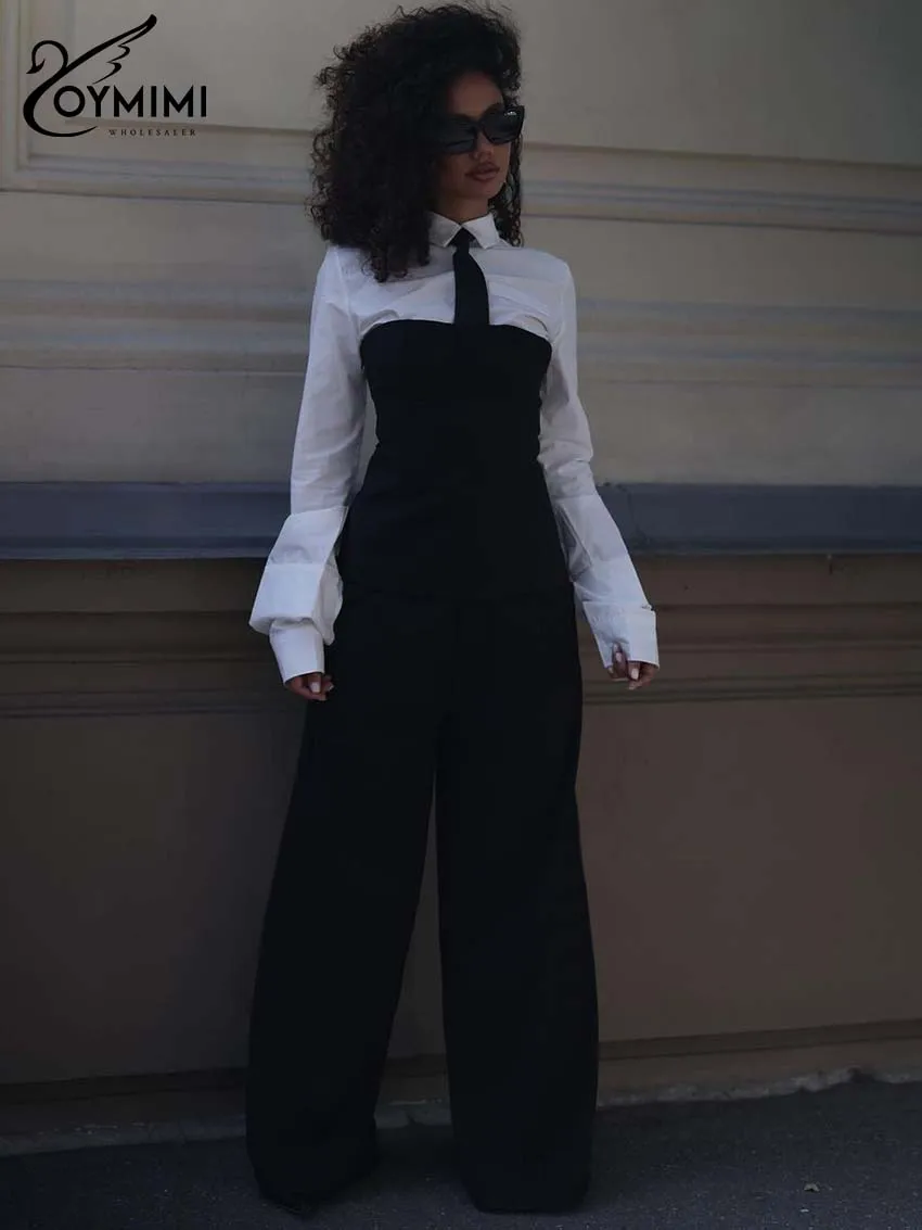 Oymimi Fashion Cotton White 3 Piece Sets Women Outfit Elegant Long Sleeve Tie Shirt And Strapless Bandage Top + Simple Pants Set
Oymimi Fashion Cotton White 3 Piece Sets Women Outfit Elegant Long Sleeve Tie Shirt And Strapless Bandage Top + Simple Pants Set