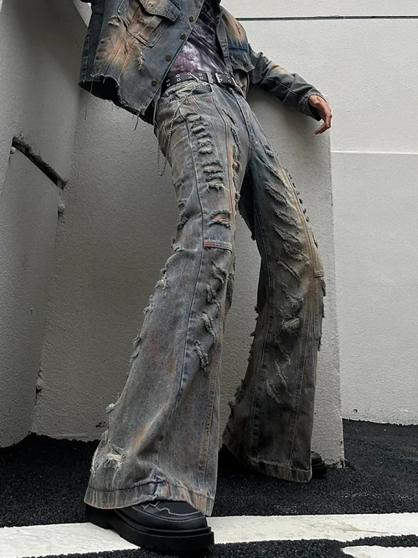 Мужские джинсы в стиле ретро, с эффектом потертости, микро-клеш, прямые, с высокой талией, свободного кроя, повседневные, модные, стильные
Мужские джинсы в стиле ретро, с эффектом потертости, микро-клеш, прямые, с высокой талией, свободного кроя, повседневные, модные, стильные