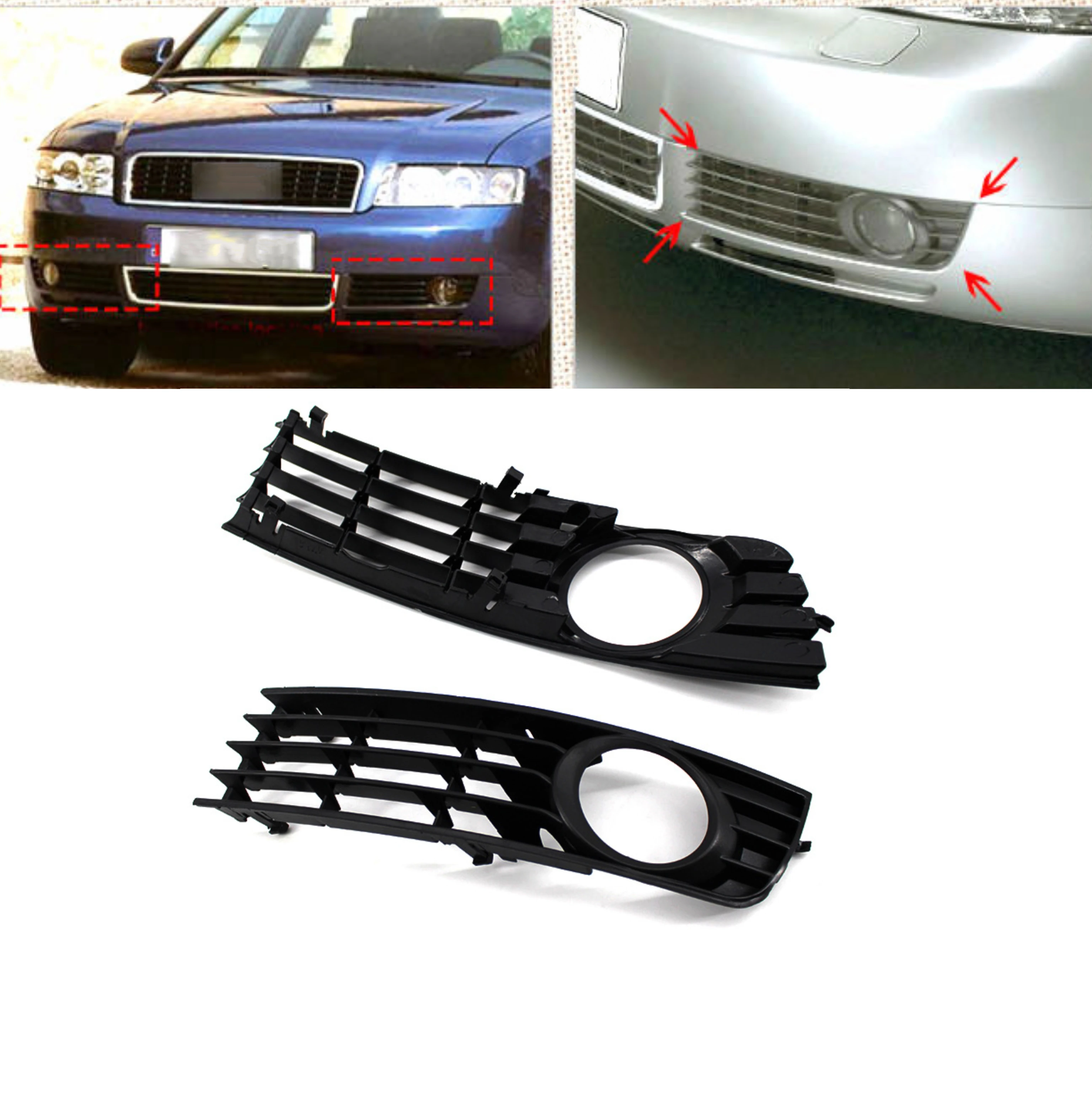 For Audi A4 B6 8E0807681 Front Bumper Lower Fog Light Grille Cover Car Fog Light Grille Cover 2001 2002 2003 2004 2005
For Audi A4 B6 8E0807681 Front Bumper Lower Fog Light Grille Cover Car Fog Light Grille Cover 2001 2002 2003 2004 2005