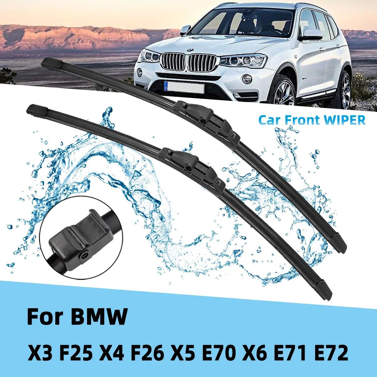 Front Wiper Accessorie Double Rubber Car Wipers for BMW X3 F25 X4 F26 X5 E70 X6 E71 E72 2006-2018 Wipers Brushes New Upgraded
Front Wiper Accessorie Double Rubber Car Wipers for BMW X3 F25 X4 F26 X5 E70 X6 E71 E72 2006-2018 Wipers Brushes New Upgraded