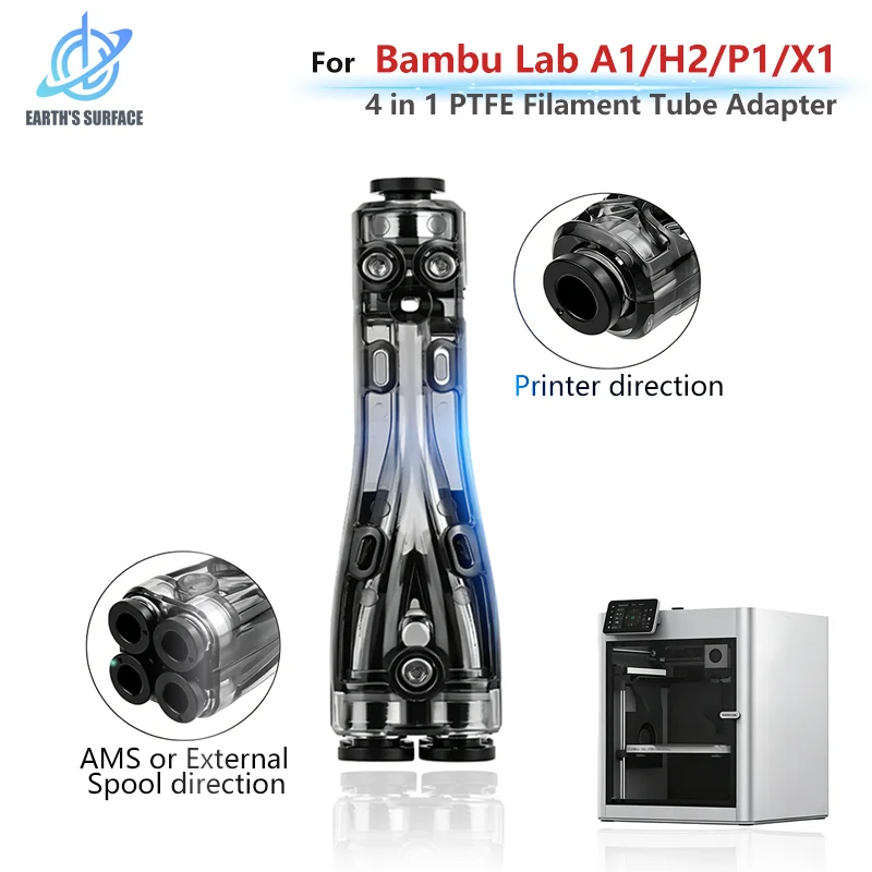 For Bambu Lab H2C/H2D/H2S/P1S/P1P/P2S/X1C/A1/A1 mini Original 4 in 1 PTFE Tube Adapter 3D Printer Multi-Filament Compatibility
For Bambu Lab H2C/H2D/H2S/P1S/P1P/P2S/X1C/A1/A1 mini Original 4 in 1 PTFE Tube Adapter 3D Printer Multi-Filament Compatibility