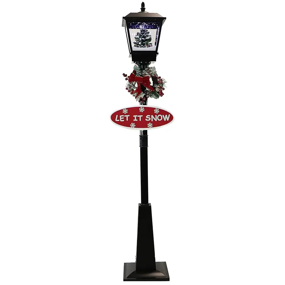 71-In. Musical Snowy Christmas Street Lamp In Bla With Christmas Tree Scene, Cascading Snow, And Music, Lighted Christmas
71-In. Musical Snowy Christmas Street Lamp In Bla With Christmas Tree Scene, Cascading Snow, And Music, Lighted Christmas