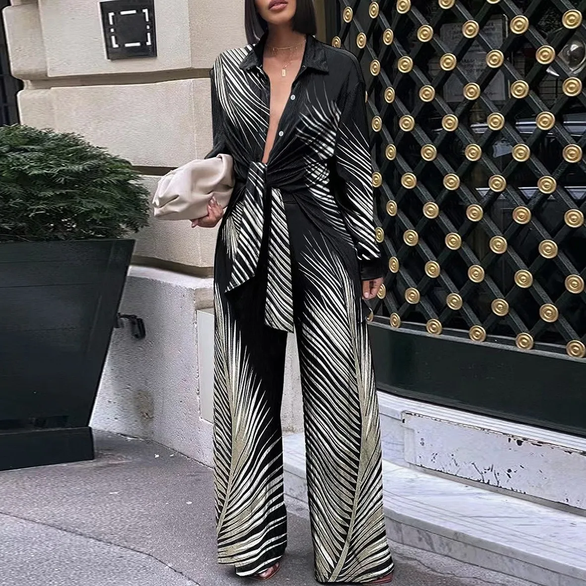 2 Pieces Women's Sets 2024 Summer Autumn Stripe Print Blouse Shirt Suit Tops And Pants Suits Two Piece Set Tracksuit Outfit
2 Pieces Women's Sets 2024 Summer Autumn Stripe Print Blouse Shirt Suit Tops And Pants Suits Two Piece Set Tracksuit Outfit