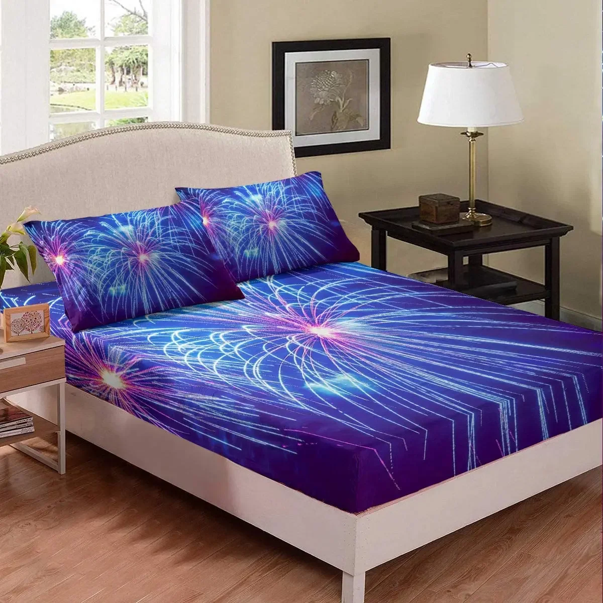 Kids Fireworks Fitted Sheet New Year Theme Bedding Sets Purple Luxury Sheet Set for Girls Boys Children Teens King Queen Size
Kids Fireworks Fitted Sheet New Year Theme Bedding Sets Purple Luxury Sheet Set for Girls Boys Children Teens King Queen Size