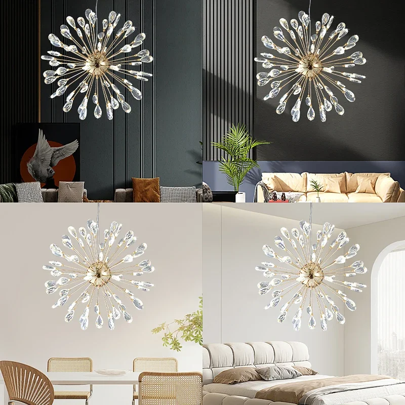 Light Luxury Crystal Pendant LED Lamps Lighting Decoration Dandelion Restaurant Living Room Pendant Lamp Bar Art Decor Luminaire
Light Luxury Crystal Pendant LED Lamps Lighting Decoration Dandelion Restaurant Living Room Pendant Lamp Bar Art Decor Luminaire