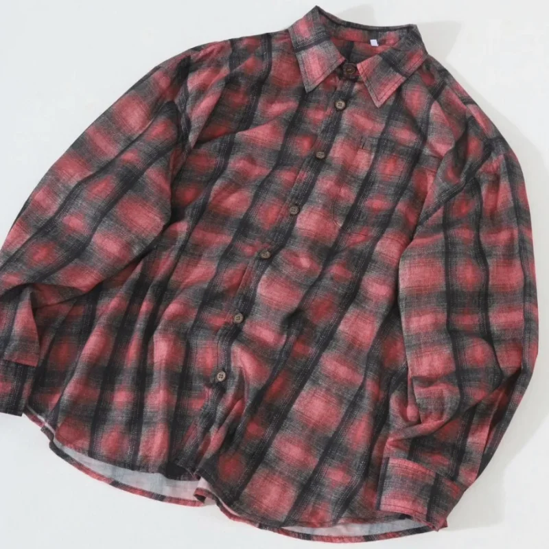 European Sized Our Legacy Shirts Red Black Gradient Checkered Lapel Long Sleeve Street Casual Breathable Cardigan Men Women
European Sized Our Legacy Shirts Red Black Gradient Checkered Lapel Long Sleeve Street Casual Breathable Cardigan Men Women