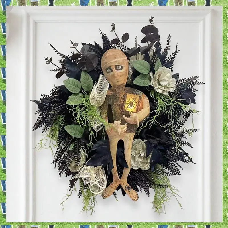 FTS Halloween Mummy Wreath Horror Wall Hanging Front Door Welcome Sign Porch Decorations 19.7X15.7Inch
FTS Halloween Mummy Wreath Horror Wall Hanging Front Door Welcome Sign Porch Decorations 19.7X15.7Inch