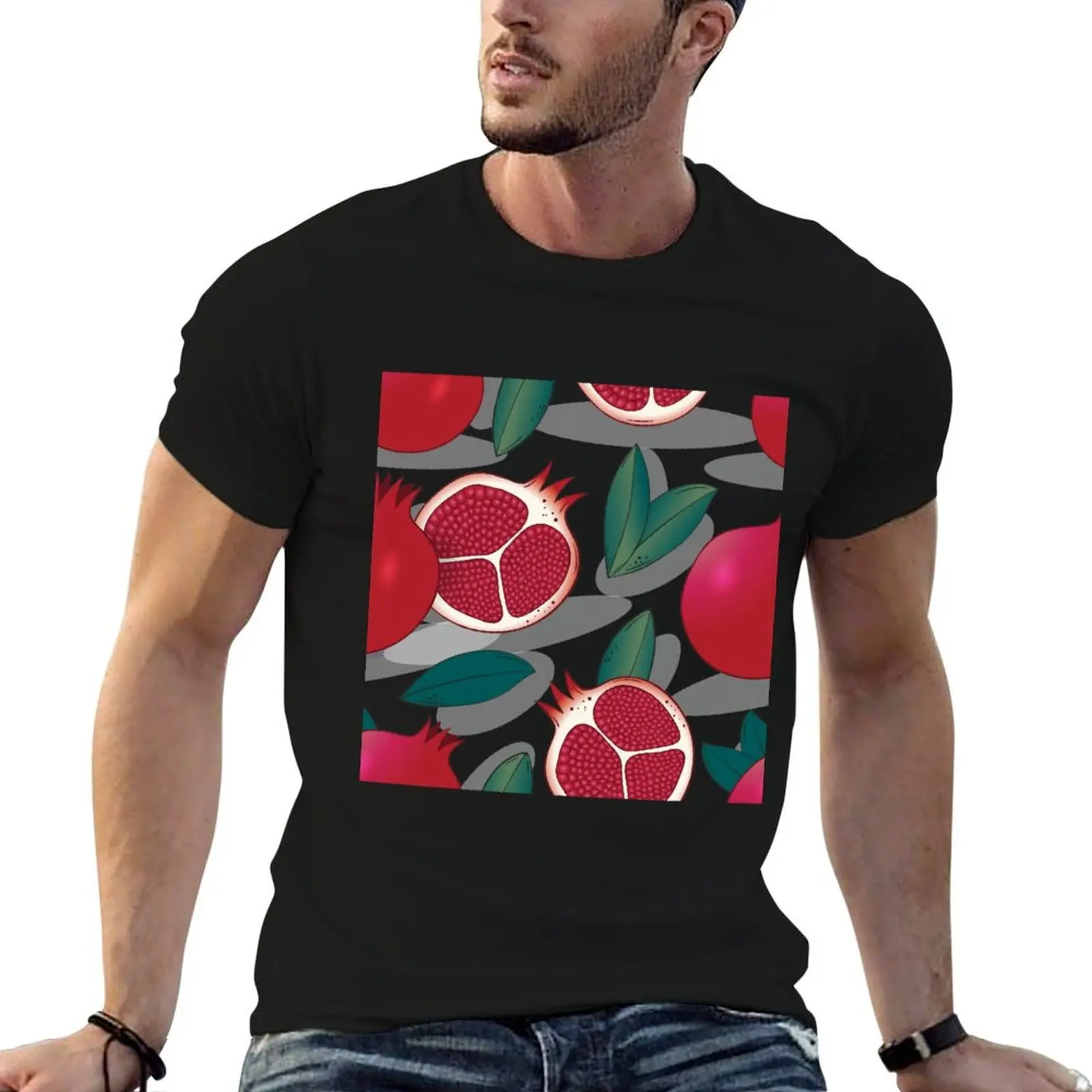 Pomegranate with dark blue leaves seamless pattern T-Shirt t shirts with prints printed t shirts for man T-Shirt
Pomegranate with dark blue leaves seamless pattern T-Shirt t shirts with prints printed t shirts for man T-Shirt