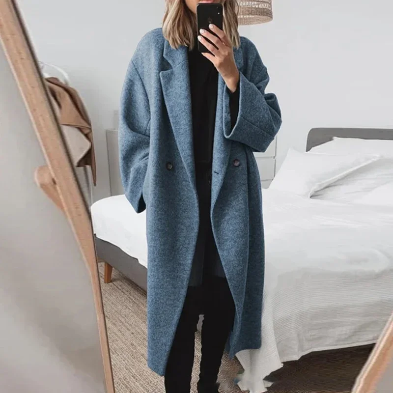 Autumn and Winter Lapel Solid Color Long Sleeve Loose Cardigan 2023 Basic Women Woolen Jacket Fashion Double-breasted Long Coats
Autumn and Winter Lapel Solid Color Long Sleeve Loose Cardigan 2023 Basic Women Woolen Jacket Fashion Double-breasted Long Coats