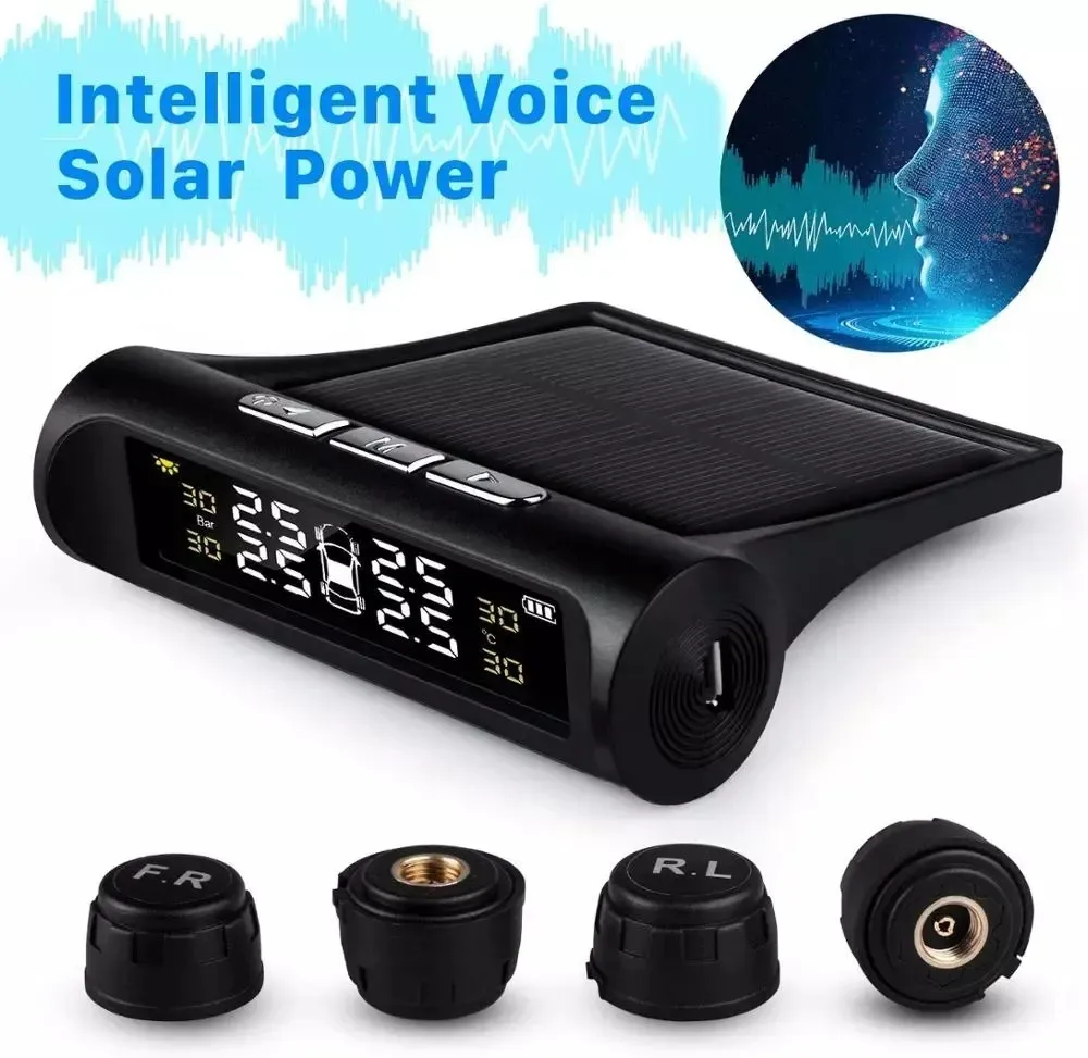 Universal TPMS Wireless Tire Pressure Monitoring System Solar Charging TPMS Internal / External Sensors Cars LCD Display
Universal TPMS Wireless Tire Pressure Monitoring System Solar Charging TPMS Internal / External Sensors Cars LCD Display