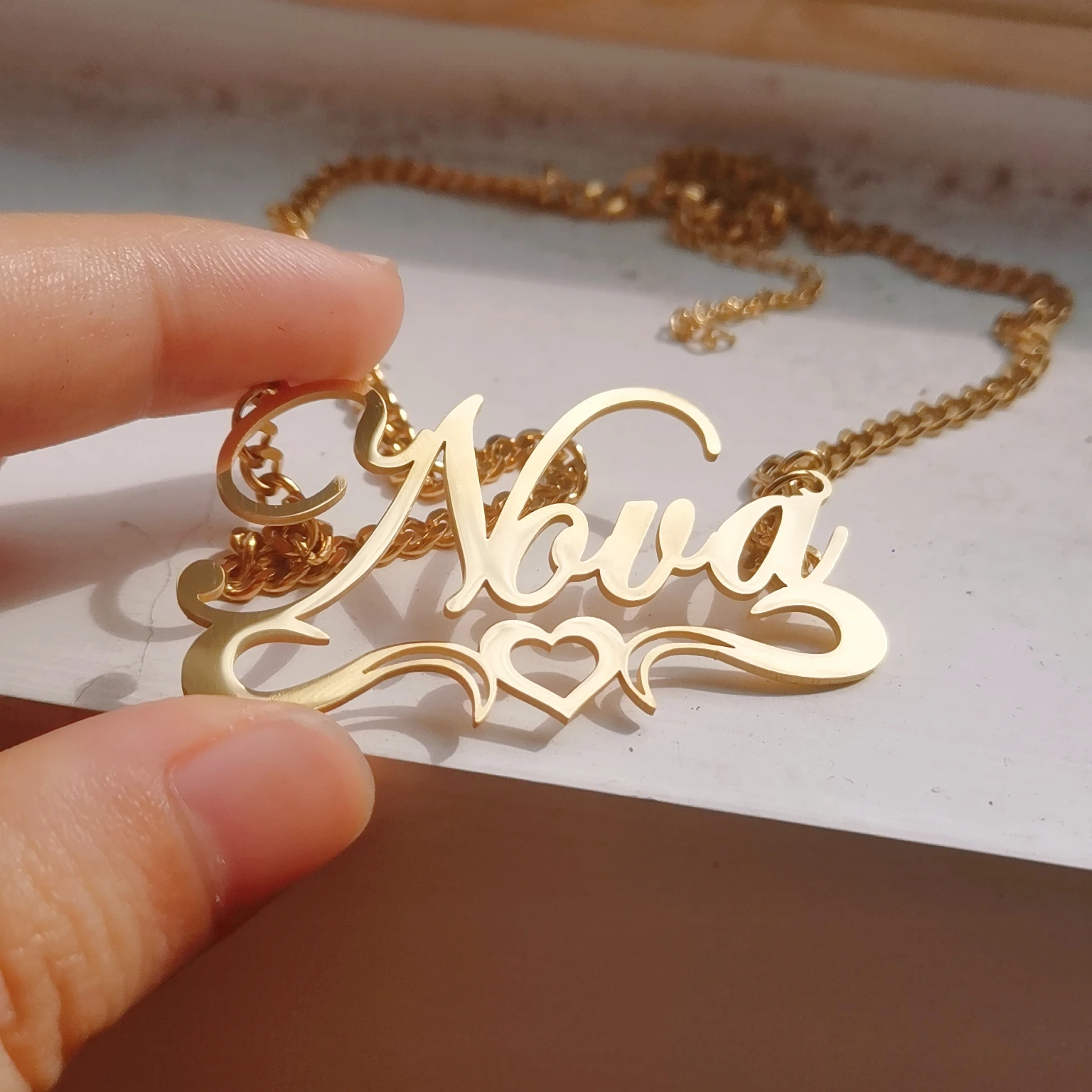 Name Necklace with Heart Personlized Nameplate Necklace Custom Jewelry Gold Plated Stainless Steel Necklace Jewelry Gift Women
Name Necklace with Heart Personlized Nameplate Necklace Custom Jewelry Gold Plated Stainless Steel Necklace Jewelry Gift Women
