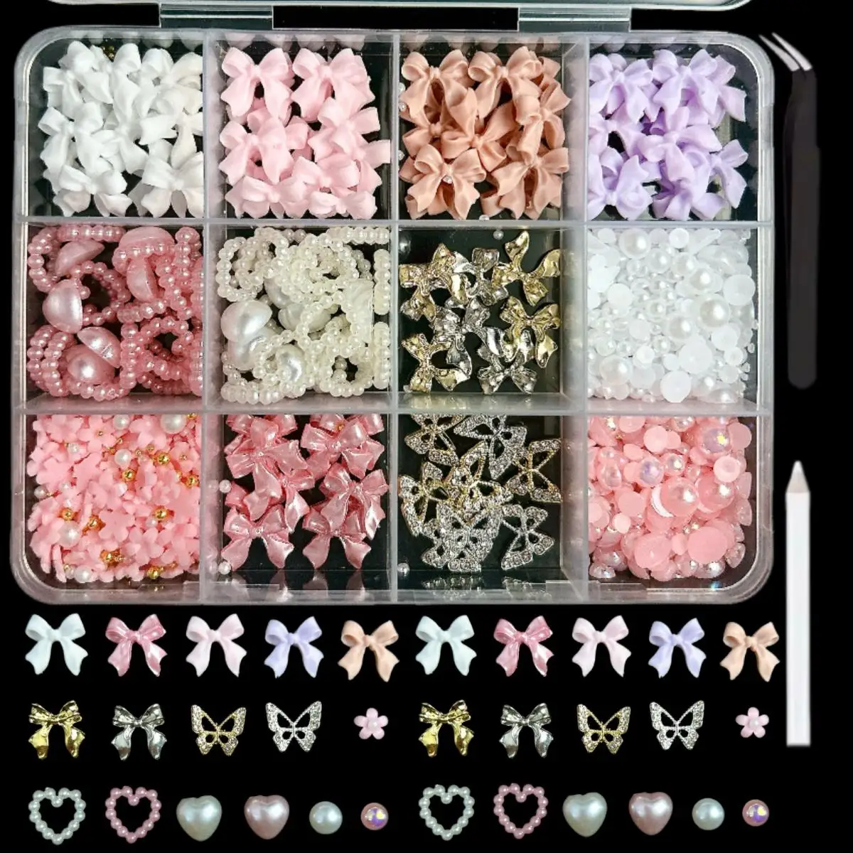 1Box Gentle Multi Color Resin Ribbon Bow Nail Charms 3D Simulated Flat Bottom Pearl Alloy Butterfly Nail Charms for DIY Crafts
1Box Gentle Multi Color Resin Ribbon Bow Nail Charms 3D Simulated Flat Bottom Pearl Alloy Butterfly Nail Charms for DIY Crafts