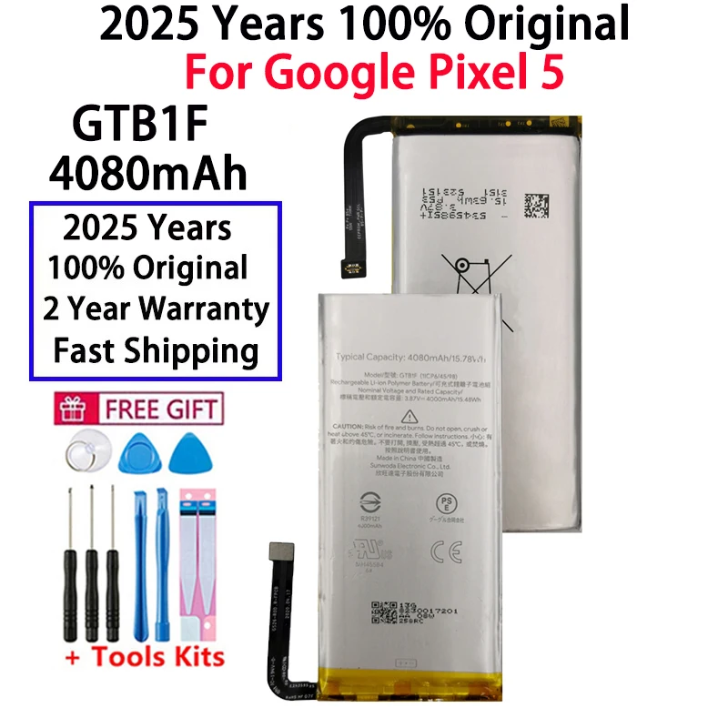 Оригинальный аккумулятор GTB1F на 2025 год, 4080 мАч для HTC Google Pixel 5 Pixel 5 GD1YQ GTT9Q, аккумулятор для телефона + инструменты
Оригинальный аккумулятор GTB1F на 2025 год, 4080 мАч для HTC Google Pixel 5 Pixel 5 GD1YQ GTT9Q, аккумулятор для телефона + инструменты