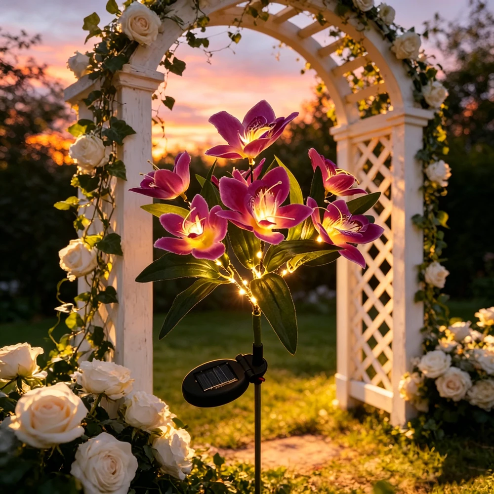 Artificial Orchid Ground Lamps Solar Waterproof Simulation Flower LED Lawn Lamp Yard Garden Flower Nursery Wedding Decoration
Artificial Orchid Ground Lamps Solar Waterproof Simulation Flower LED Lawn Lamp Yard Garden Flower Nursery Wedding Decoration