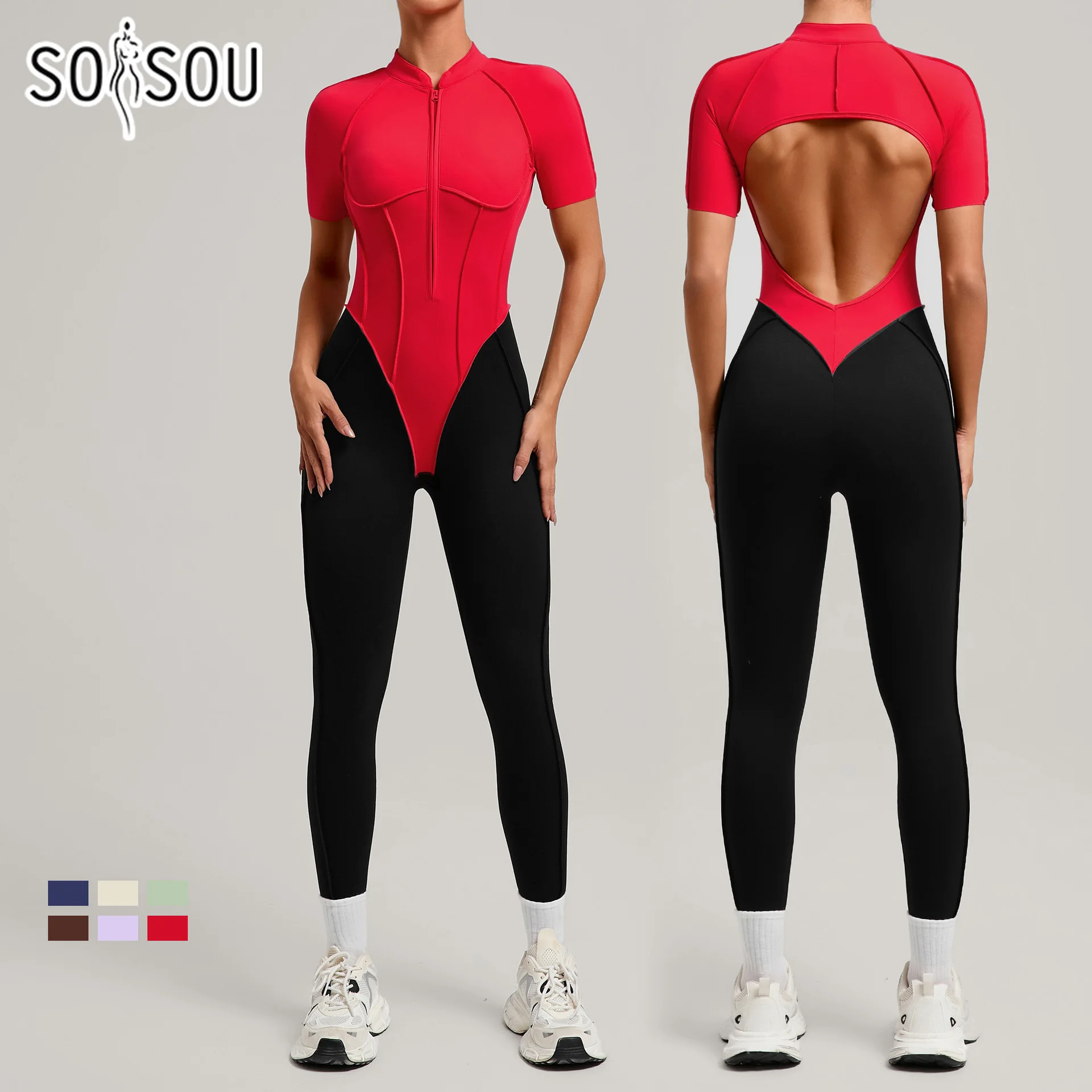 SOISOU Zipper Jumpsuit Women Nylon Clothing Sportswear Woman Gym Yoga Sport Sets Short Sleeve Workout Sets Women Tracksuit
SOISOU Zipper Jumpsuit Women Nylon Clothing Sportswear Woman Gym Yoga Sport Sets Short Sleeve Workout Sets Women Tracksuit