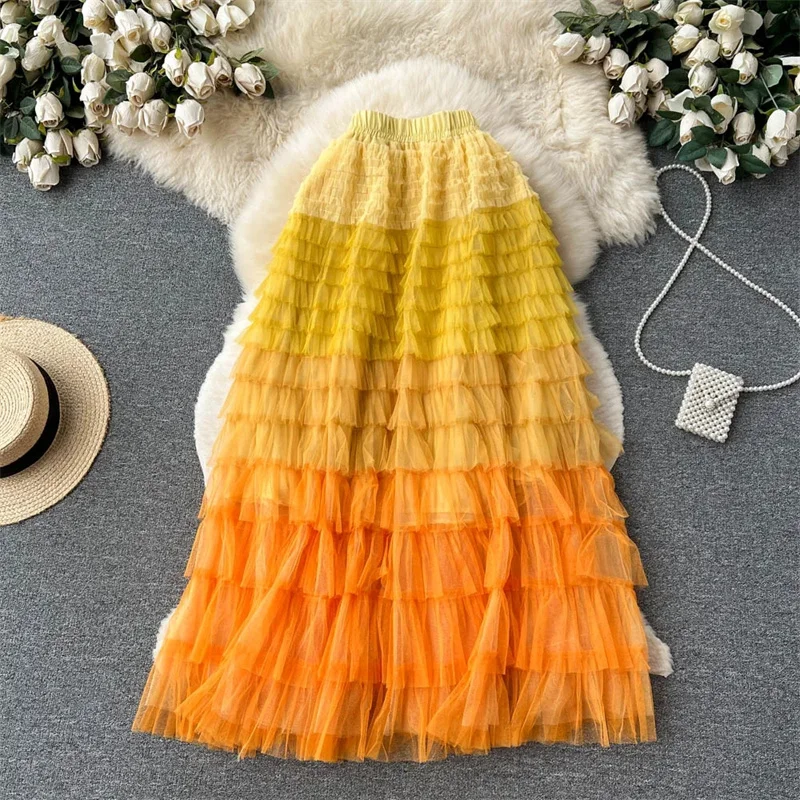 Elegant Ruffle Edge Mesh Skirt For Women 2025 Spring Summer New Socialite Style Long Dress Slimming Cake Skirt
Elegant Ruffle Edge Mesh Skirt For Women 2025 Spring Summer New Socialite Style Long Dress Slimming Cake Skirt