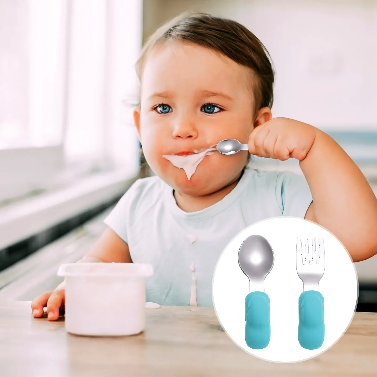 1Pair Children Training Tableware Short Handle Fork and Spoon Set Premium Silicone Stainless Steel Baby Cutlery Easy Clean
1Pair Children Training Tableware Short Handle Fork and Spoon Set Premium Silicone Stainless Steel Baby Cutlery Easy Clean