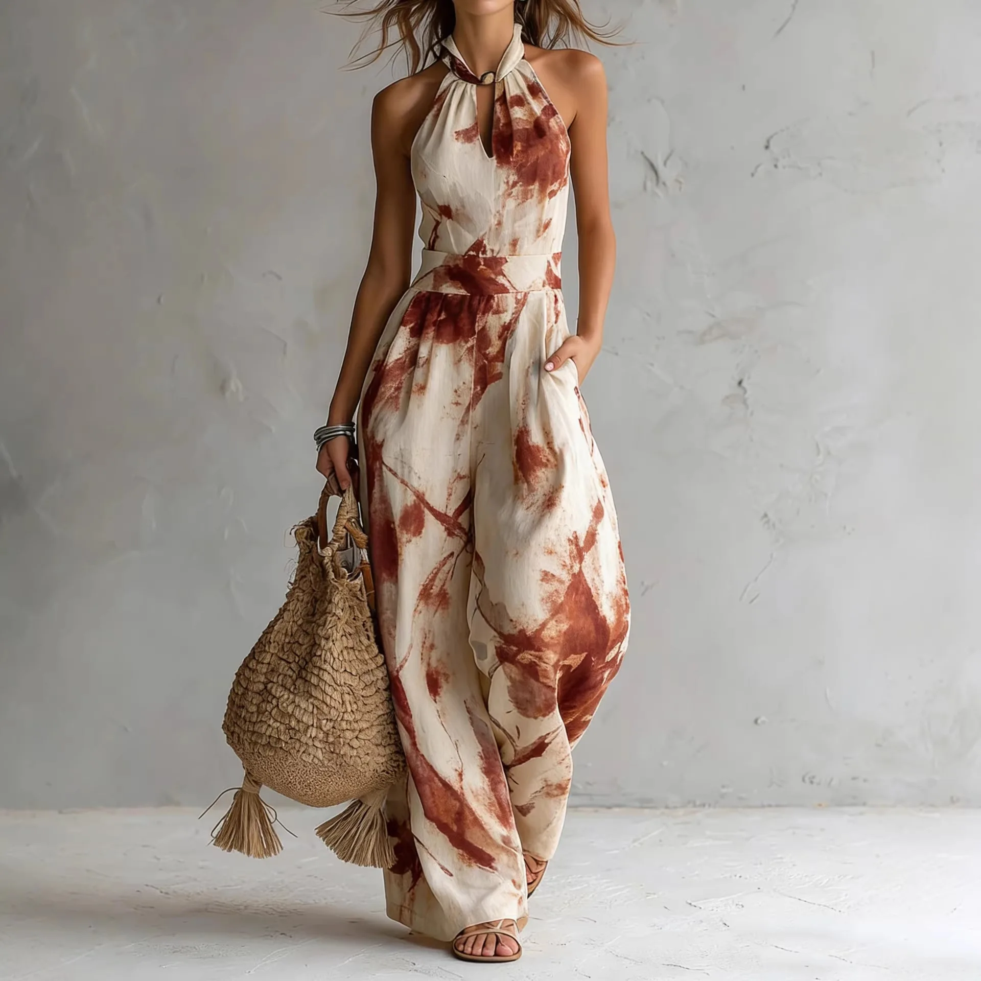 2026hot Women's Summer One-Piece Dress with Ink Wash Dyeing, New Chinese Style Collarless Design, Bohemian Style Beach Pants
2026hot Women's Summer One-Piece Dress with Ink Wash Dyeing, New Chinese Style Collarless Design, Bohemian Style Beach Pants