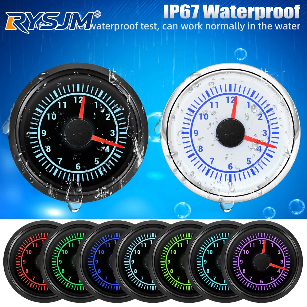 52mm 2" Clock Meter Gauge 12-hour Format with 7 Colors Backlight 12V/24V for Boat Car Truck Waterproof Auto Accessories
52mm 2" Clock Meter Gauge 12-hour Format with 7 Colors Backlight 12V/24V for Boat Car Truck Waterproof Auto Accessories