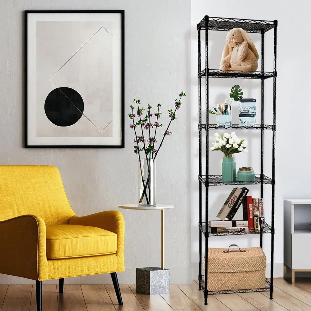 6-Tier Adjustable Metal Storage Rack for Kitchen Bathroom Laundry Closet Organization Black 16.6x11.4x64.6 Inches
6-Tier Adjustable Metal Storage Rack for Kitchen Bathroom Laundry Closet Organization Black 16.6x11.4x64.6 Inches