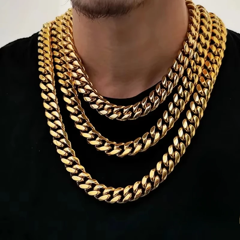 Hip Hop Cuban Chain Necklace 6-12mm Iced Clasp Stainless Steel 18K Gold Plated for Men Jewelry Accessory
Hip Hop Cuban Chain Necklace 6-12mm Iced Clasp Stainless Steel 18K Gold Plated for Men Jewelry Accessory