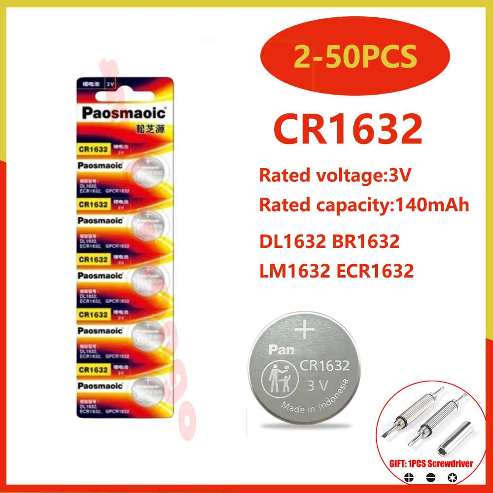 Оригинальный литиевый аккумулятор CR1632 3 в, 2-50 шт., DL1632 BR1632 LM1632 ECR1632 для специализированного автомобильного пульта дистанционного управления, часов + отвертки
Оригинальный литиевый аккумулятор CR1632 3 в, 2-50 шт., DL1632 BR1632 LM1632 ECR1632 для специализированного автомобильного пульта дистанционного управления, часов + отвертки