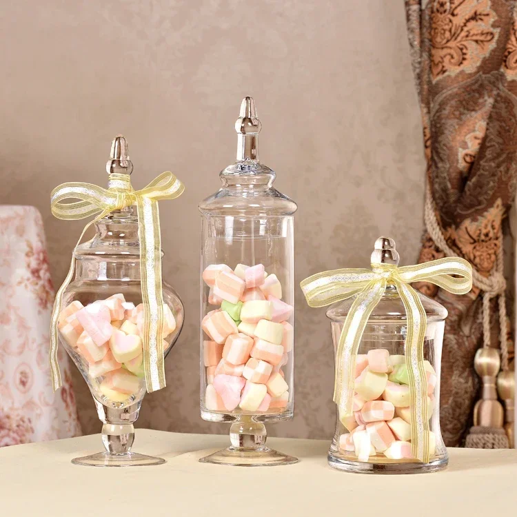 European Style Transparent Glass Candy Jar with Glass Cover Wedding Dessert Display Stand Home Candy Storage Tank
European Style Transparent Glass Candy Jar with Glass Cover Wedding Dessert Display Stand Home Candy Storage Tank