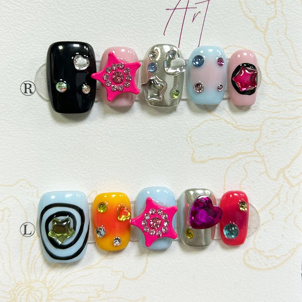 10 Pieces Bright Retro Y2K Handmade Press On Nails Rose Red Star Blush Diamond Sparkling Art Fake Nails
10 Pieces Bright Retro Y2K Handmade Press On Nails Rose Red Star Blush Diamond Sparkling Art Fake Nails