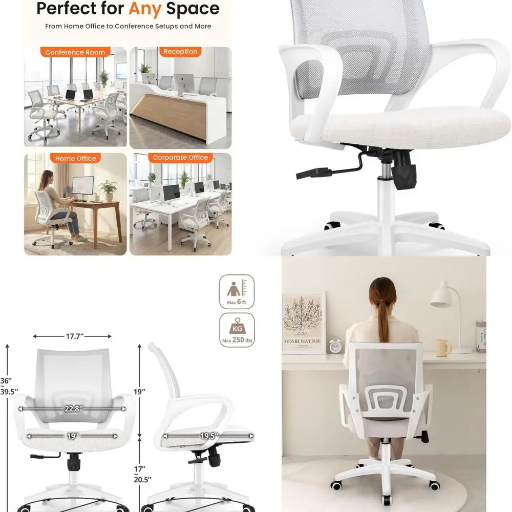 Ergonomic Mesh Mid-Back Office Chair with Adjustable Height, Lumbar Support, and Swivel for Home Use (Ivory)
Ergonomic Mesh Mid-Back Office Chair with Adjustable Height, Lumbar Support, and Swivel for Home Use (Ivory)