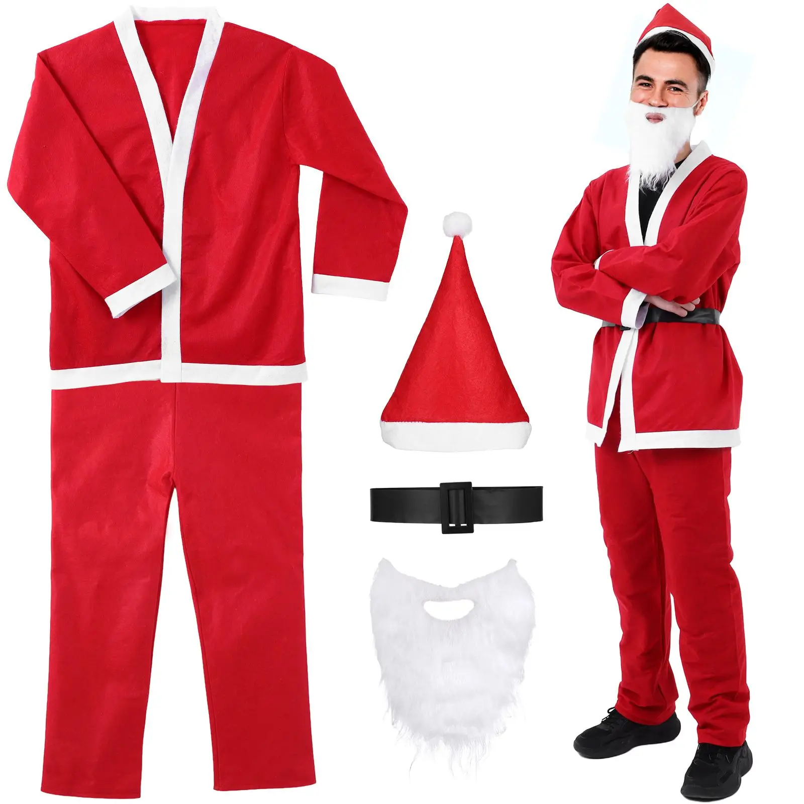 Claus Men Red Christmas Mens Santa Suit Suit Santa Costume For Men Hat Beard Jacket Belt Pants Cosplay Clothing
Claus Men Red Christmas Mens Santa Suit Suit Santa Costume For Men Hat Beard Jacket Belt Pants Cosplay Clothing