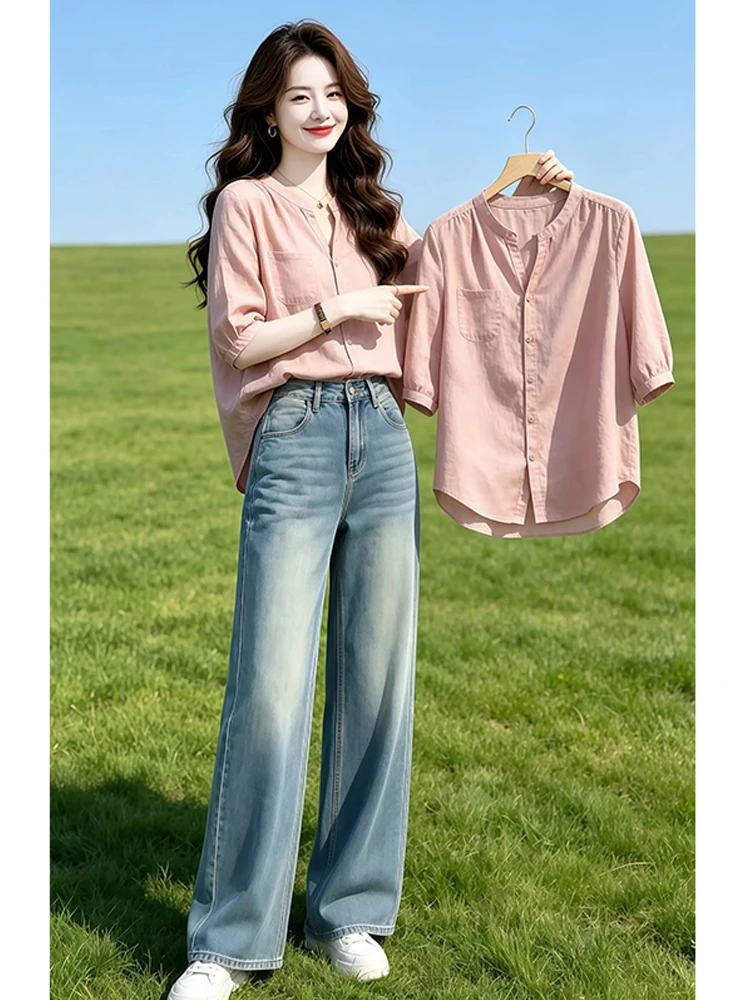 Retro Artistic Color V-Neck Short Sleeve Women's Shirt Casual Loose Fit Summer New Style Comfortable Breathable Top
Retro Artistic Color V-Neck Short Sleeve Women's Shirt Casual Loose Fit Summer New Style Comfortable Breathable Top