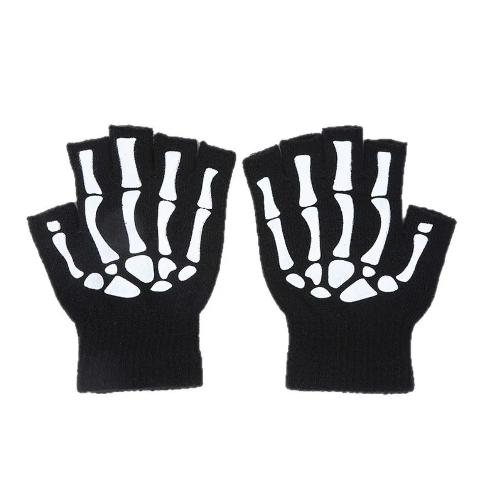 Polyester Skeleton Print Gloves Black Fluorescent Stretchy Material Knitted Half Finger Gloves Breathable Glow In The Dark
Polyester Skeleton Print Gloves Black Fluorescent Stretchy Material Knitted Half Finger Gloves Breathable Glow In The Dark