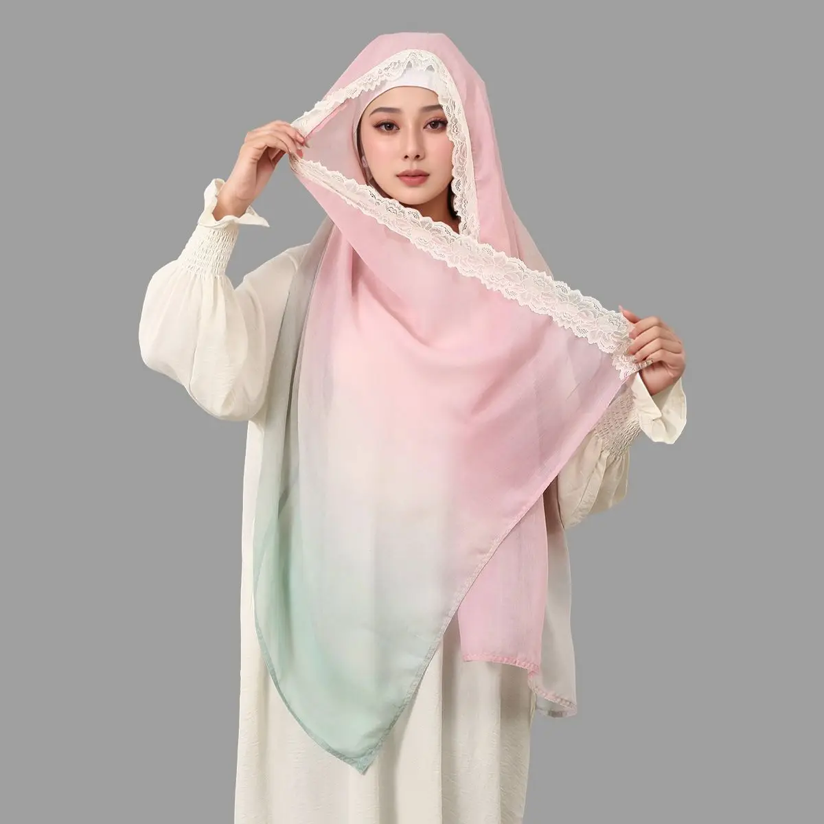 Muslim Women Gradient Color Scarf Lace Wide Border Digital Print Long Wrap Fashion Shawl Headscarf Turbante Mujer Accessory
Muslim Women Gradient Color Scarf Lace Wide Border Digital Print Long Wrap Fashion Shawl Headscarf Turbante Mujer Accessory
