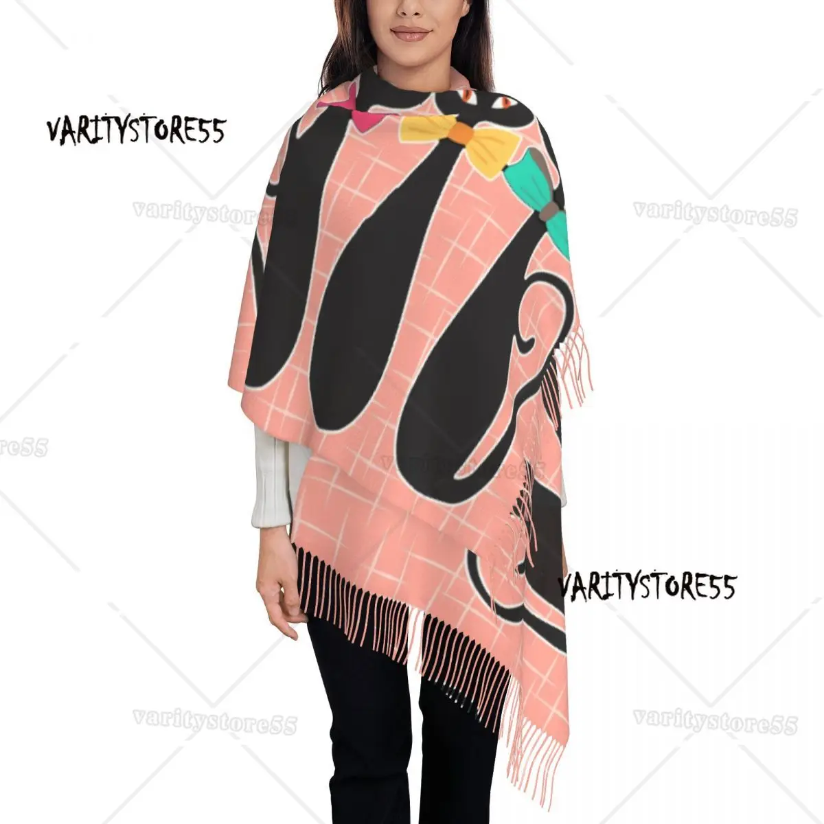 Vintage Black Cats Tassel Scarf Women Soft Animal Cartoon Kitten Shawl Wrap Female Winter Scarves
Vintage Black Cats Tassel Scarf Women Soft Animal Cartoon Kitten Shawl Wrap Female Winter Scarves