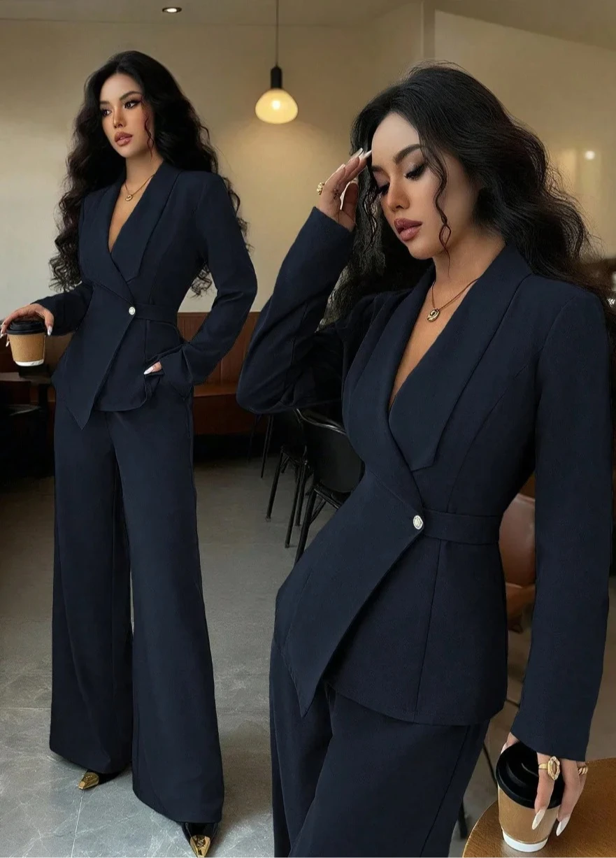 Осенний женский костюм в европейском и американском стиле, стильный пиджак с длинными рукавами, брюки прямого кроя, комплект из двух предметов
Осенний женский костюм в европейском и американском стиле, стильный пиджак с длинными рукавами, брюки прямого кроя, комплект из двух предметов