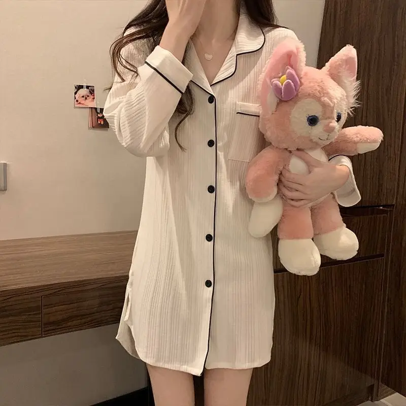 Весенние и осенние пижамы, креативные рубашки, короткие юбки, сексуальные ночные рубашки с длинными рукавами, модная свободная домашняя одежда
Весенние и осенние пижамы, креативные рубашки, короткие юбки, сексуальные ночные рубашки с длинными рукавами, модная свободная домашняя одежда